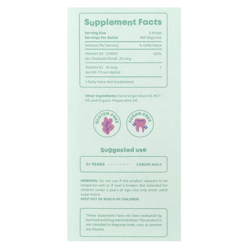 JoySpring, D3 + K2 Drops, 2 fl oz (60 ml) 1