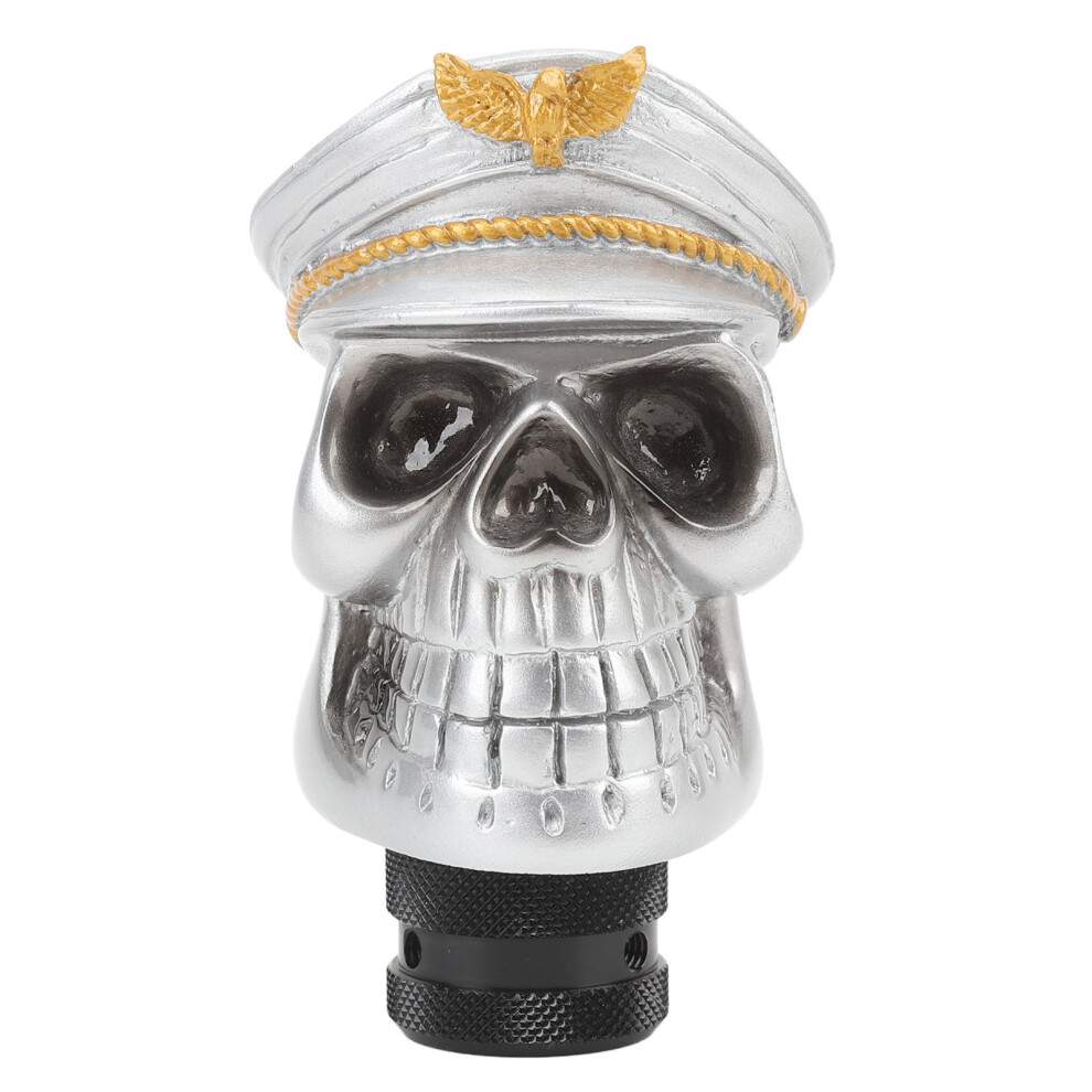Skull Resin Gear Shift Knob With 3 Adapters, Universal Fit, Silver 9481384934111