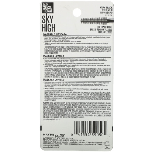 Maybelline Maybelline, Lash Sensational, Sky High Μαύρος Μαύρος Σκάφος, 801 Πολύ Μαύρος, 0,24 fl oz (7,2 ml) 2
