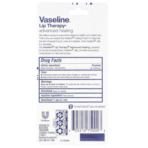 Vaseline Vaseline, Läppterapi, Avancerat läkning, 0,35 oz (10 g) 2
