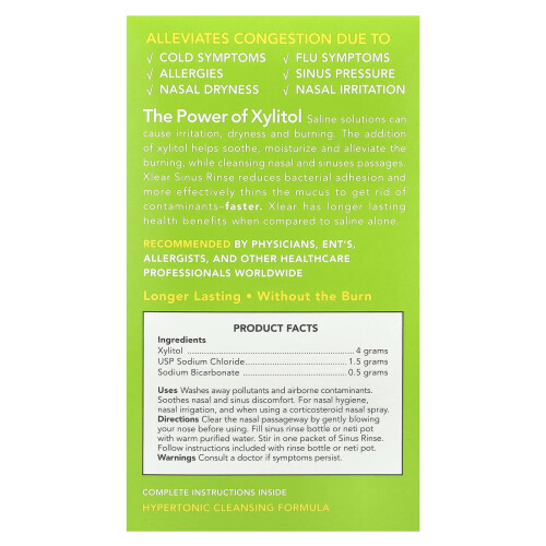 Xlear, Pacotes de Rinse Natural para Sinus, 50 Pacotes, 6 g Cada 1