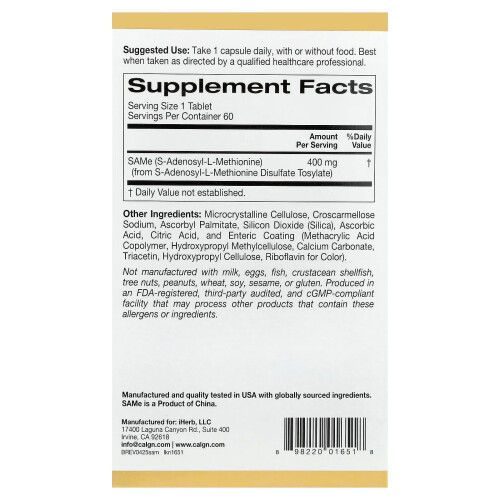 Lake Avenue Nutrition, SAMe (Δισουλφάτο Τόσιλατ), 400 mg, 60 Enteric Coated Tablets 1