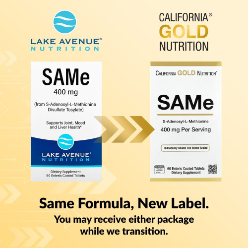 Lake Avenue Nutrition, SAMe (Δισουλφάτο Τόσιλατ), 400 mg, 60 Enteric Coated Tablets 2