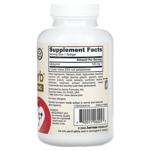 Jarrow Formulas, Ουβικινολ, QH-Απορρόφησης, Μέγιστη Απορρόφησης, 100 mg, 120 Μυτερά 1
