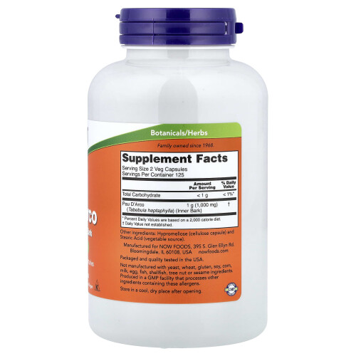 NOW Foods Pau D'Arco, 500mg - 250 vcaps 1