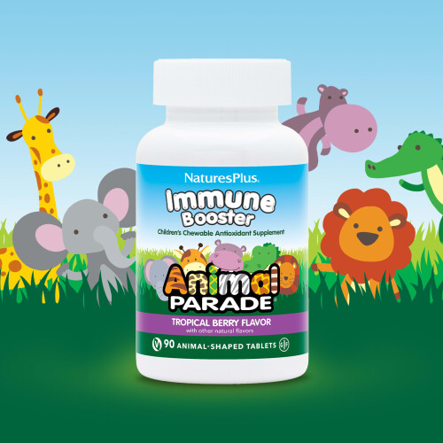 NaturesPlus, Animal Parade, Immuns Boost, Tropisk Bær, 90 Dyrformede Tabletter 2