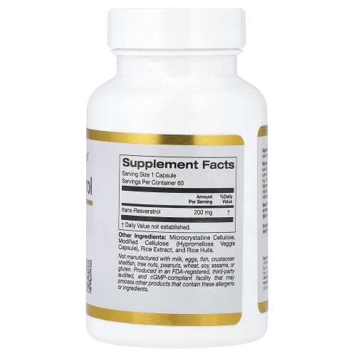 California Gold Nutrition, trans-Ρεζβεράτρωλο, 200 mg, 60 Βιολογικά Φύλλα 1