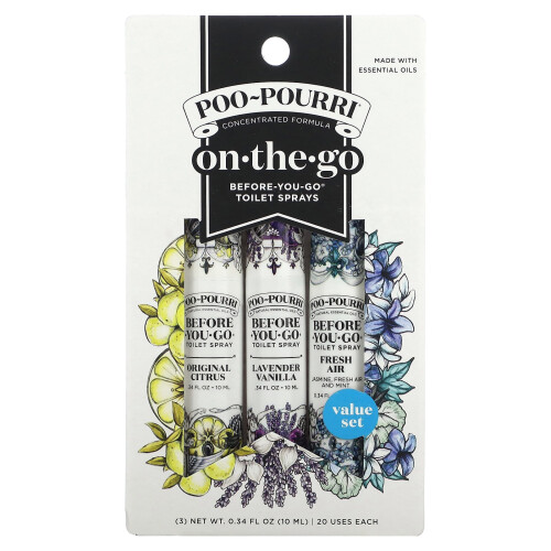 Poo-Pourri, Σπρέι Πουδράρισης, Σετ Τιμής, 3 Σπρέι, 0.34 fl oz (10 ml) Κάθε 1