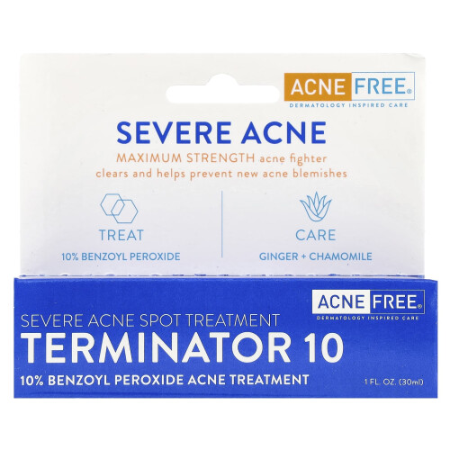 ACNE FREE, Terminator 10, Σοβαρή Ακμή Σποτ Θεραπεία, 1 fl oz (30 ml) 1