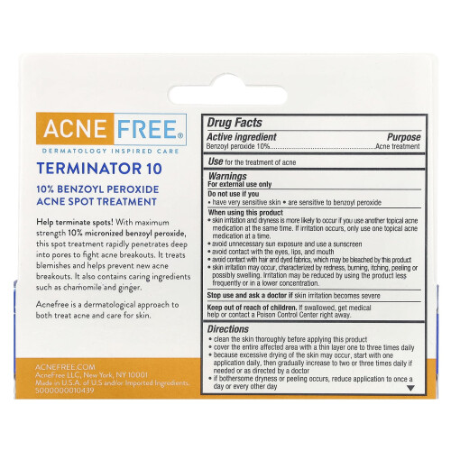 ACNE FREE, Terminator 10, Σοβαρή Ακμή Σποτ Θεραπεία, 1 fl oz (30 ml) 2