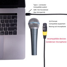 USB C to XLR Female Cable Type C Male to 3 Pin XLR Female Microphone Cable Connector Computer Audio Data Cable 3 Meters