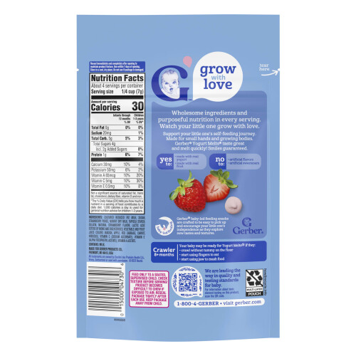 Gerber Gerber, Lanches para Bebê, Melt de Iogurte, 8+ Meses, Morango, 1 oz (28 g) 1