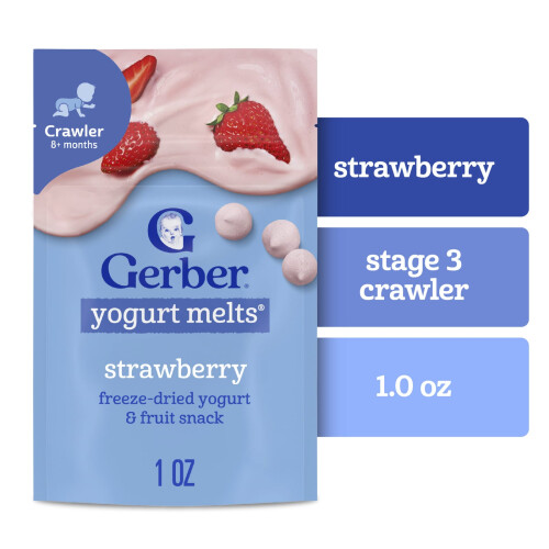 Gerber Gerber, Lanches para Bebê, Melt de Iogurte, 8+ Meses, Morango, 1 oz (28 g) 2