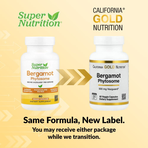 Super Nutrition, Φυτοσώμα από Βεργάμι και Εξόχως Βεργάμι, 500 mg, 60 Βοτάνιας Φιάλες 2