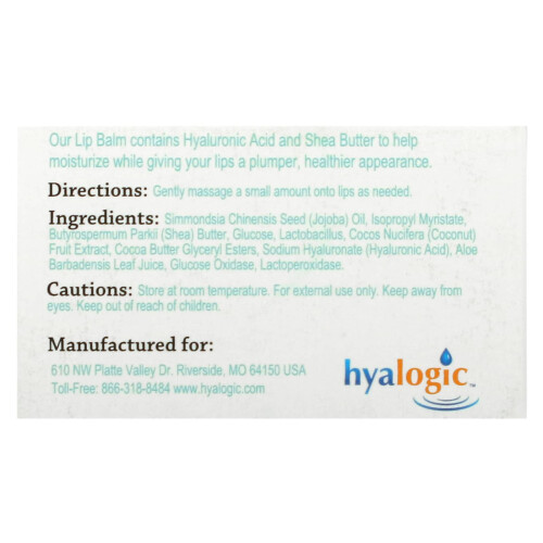 Hyalogic, Pomada de Lábios com Ácido Hialurônico, 1/2 oz (14 g) 2