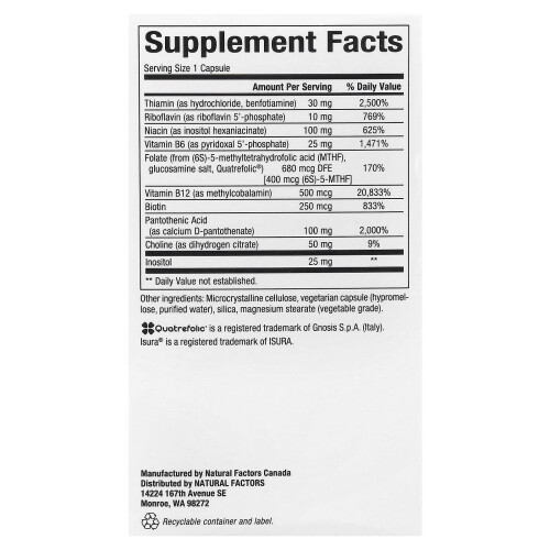 Complex B Bioenzimatizat Natural Factors, 60 Capsule Vegetariene 1