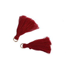 50Pcs 35mm Wine Red Tassel Pendants with Hanging Rings for DIY Jewelry, Earrings, Clothing, Curtains