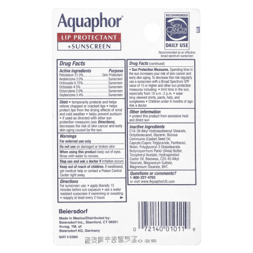 Aquaphor Aquaphor, Protetor Labial + Protetor Solar, FPF 30,  0.35 fl oz (10 ml) 2
