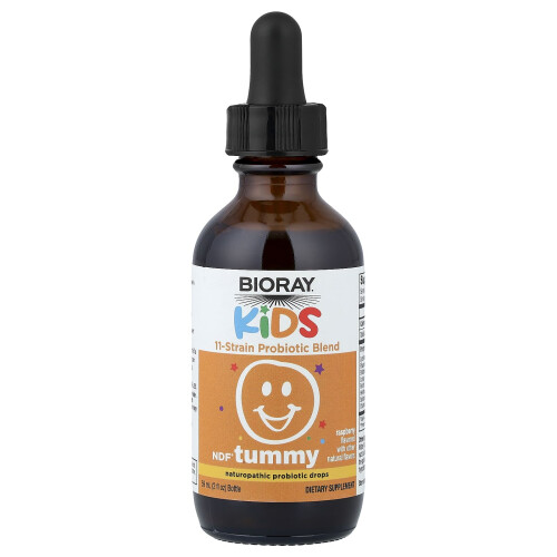 Bioray, Copii, NDF Tummy, 11-Strain Probiotic Blend, Raspberry, 2 fl oz (60 ml) 2