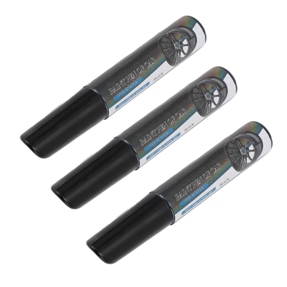 Black 10Ml 3Pcs Car Touch Up Paint Pen Scratch Repair Marker Weather Resistant