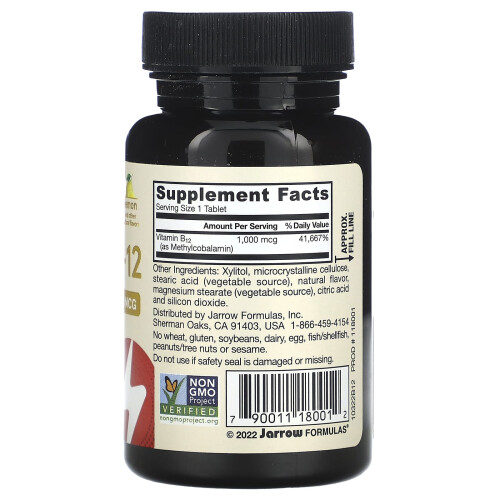 Jarrow Formulas, Methyl B-12, Λεμόνι, 1,000 mcg, 100 Chewable Tablets 1