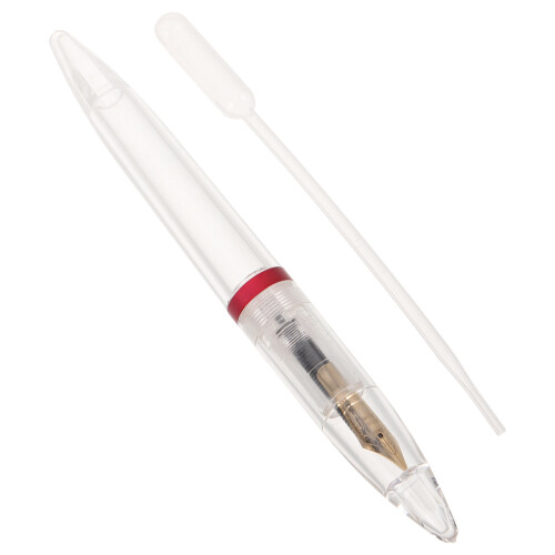 2Pièces Stylo Plume Transparent Rouge Grande Capacité