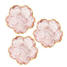 3Pièces Plateaux Décoratifs En Verre Transparent Rose À Motif Floral