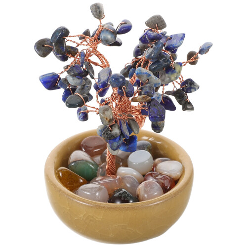 2Pcs Handcrafted Crystal Wealth Tree Decoration for Office and Home