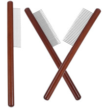 12Pcs Compact Wooden Dog Comb with Stainless Steel Teeth for Grooming