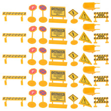 112Pcs Yellow Mini Road Safety Signs ABS Toys for Kids Play