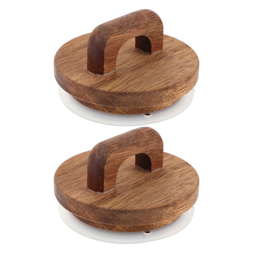 2Pcs Tampas Herméticas De Madeira Com Silicone Para Potes Boca Larga