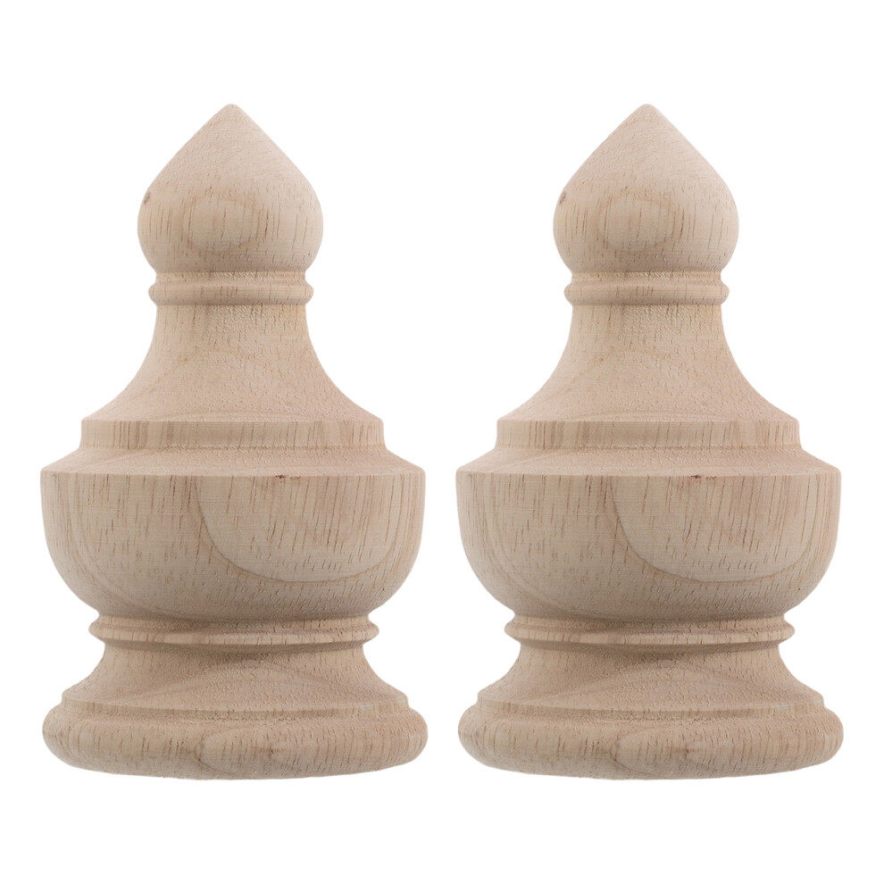 2Pcs Wood Stair Finials Khaki Decorative Bed Post And Railing Caps 3671787734746