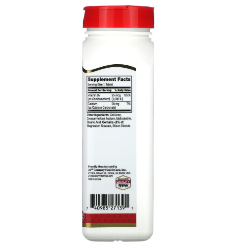21. vuosisata, Vitamiini D3, 25 mcg (1,000 IU), 500 Tabletti 1