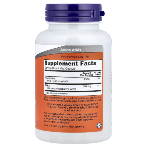 NOW Foods NOW Foods, GABA, 100 Cápsulas Veg 1