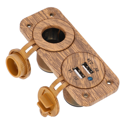 Waterproof DC 12/24V USB Charger with Cigar Lighter Socket, 3.1A Total Output