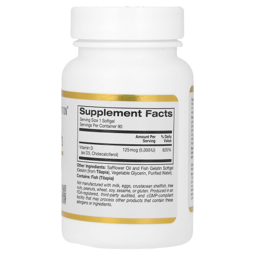 Καλιφόρνια Gold Nutrition, Βιταμίνη D3, 125 mcg (5,000 IU), 90 Θαλασσινά Γελοτζέλ 1