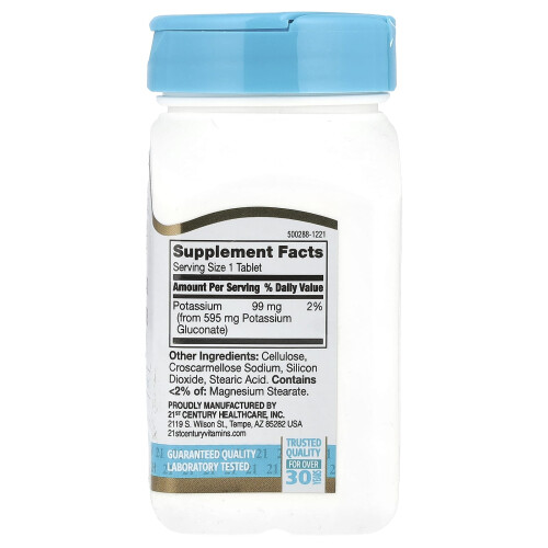21st Century, Πότασιο Γλουκονάτη, 595 mg, 110 Πιλάκια 1