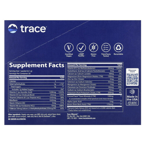 Paquetes de Poder de Trace, Lemon Lime, 30 Paquetes, 0.22 oz (6.1 g) Cada uno 1