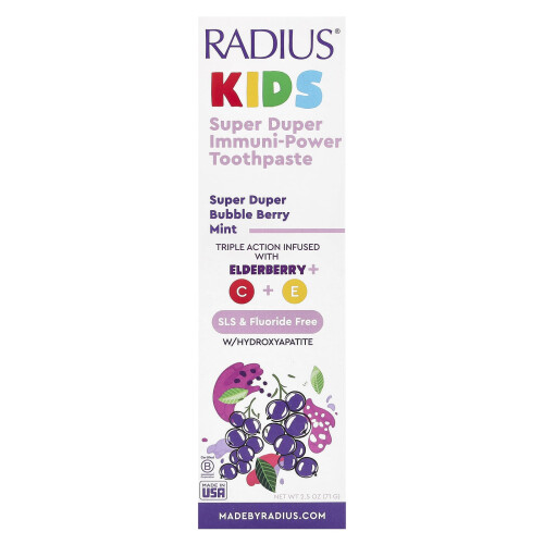 RADIUS, Pasta de Dente Super Duper Immuni-Poder, Super Duper Bubble Berry Mint, 2.5 oz (71 g) 1
