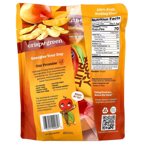 Crispy Green, Crispy Fruit, All Mango, 4 Pack, 0.63 oz (18 g) Each 1