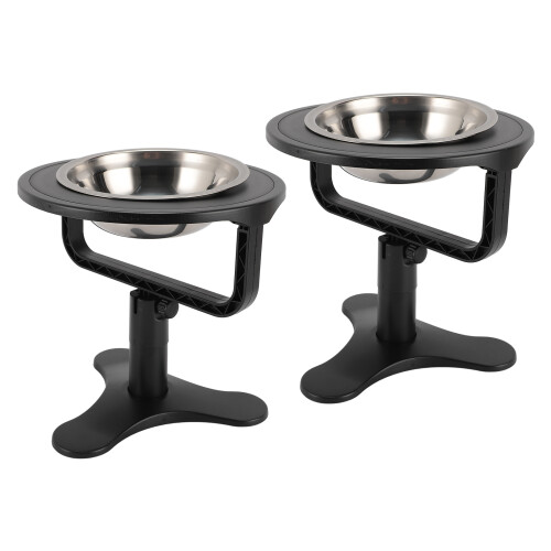 Adjustable Elevated Cat & Dog Bowl, Sturdy ABS, Small Pets