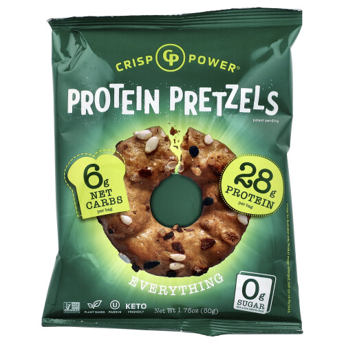 Crisp Power, Πρωτεϊνικά Πρέτζελς, Everything, 6 Σάκους, 1.75 oz (50 g) Κάθε 2