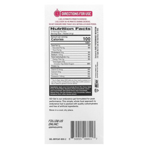 BPN, Go Gel, Mixed Berry CAF, 10 Πακέτα, 1,45 oz (41 g) Κάθε 1