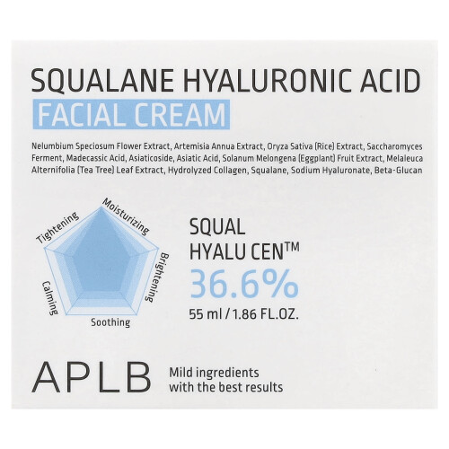 APLB, Squalan Hyaluronisk Syra Ansiktskräm, 1.86 fl oz (55 ml) 1