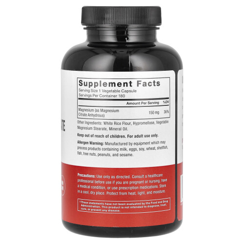 Force Factor, Σιτράτη Μαγνησίου, 150 mg, 180 Φυτικά Φιάλες 1