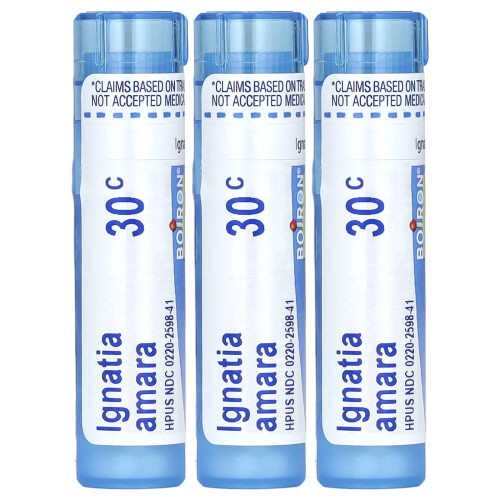 Boiron, Ignatia Amara, Mελτ-Αγουάι Πελέτες, 30C,  3 Τυμπάνια, 80 Πελέτες Κάθε 2