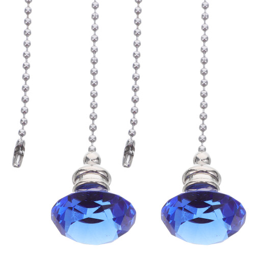 6Pcs Blue Crystal Ceiling Fan Pull Chains Durable Iron Chain Extenders