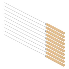 50Pièces Brochettes Barbecue Acier Inoxydable Manche Bois Multi Usage