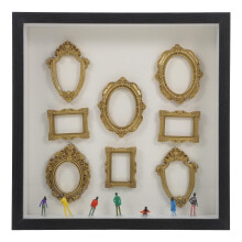 1Set DIY Miniature Museum Display Case Black Plastic Wood Shadow Box