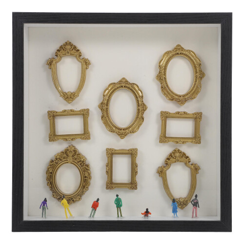 1Set DIY Miniature Museum Display Case Black Plastic Wood Shadow Box